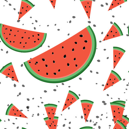 seamless vector pattern with watermelon slices