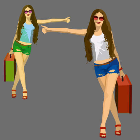 fashion girls illustration setのイラスト素材