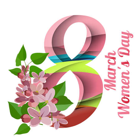 8 March greeting card. Template for International Women's Day with numeral 8. Ideal for invitations, posters, cards, banners, flyers, postcards etc.のイラスト素材