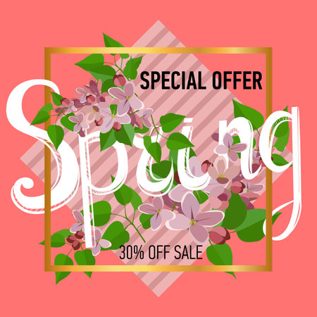 Spring sale background with beautiful colorful flower. Vector illustration template.banners.Wallpaper.flyer, invitation, poster, voucher discountのイラスト素材