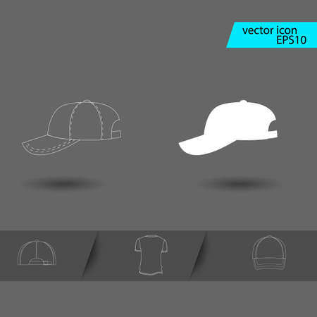Baseball cap icon. White background with shadow design.のイラスト素材