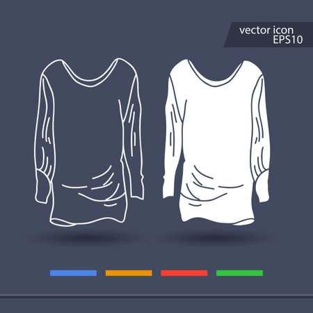 Set of women's clothes and accessories icons.のイラスト素材