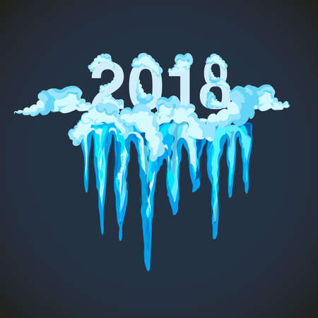 Vector icicle and snow elements clipart. Different snow cap vectorのイラスト素材