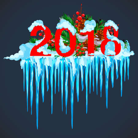 Vector icicle and snow elements clipart. Different snow cap vectorのイラスト素材