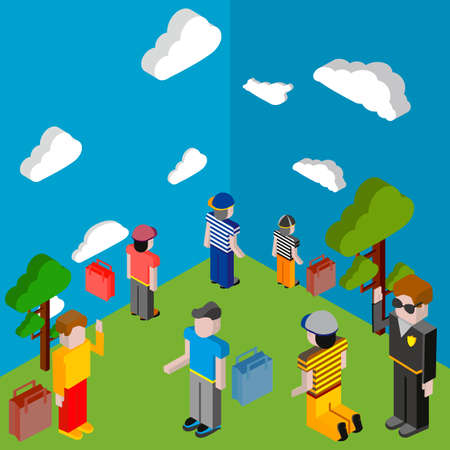 Flat 3d people of different professionsのイラスト素材