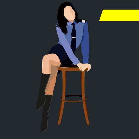 Vector Flat Illustration of a Military Womanのイラスト素材