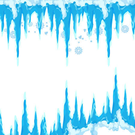 Vector icicle and snow elements clipart. Different snow cap vectorのイラスト素材
