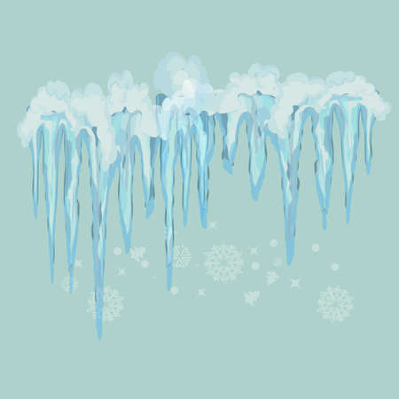 Vector icicle and snow elements clipart. Different snow cap vectorの写真素材