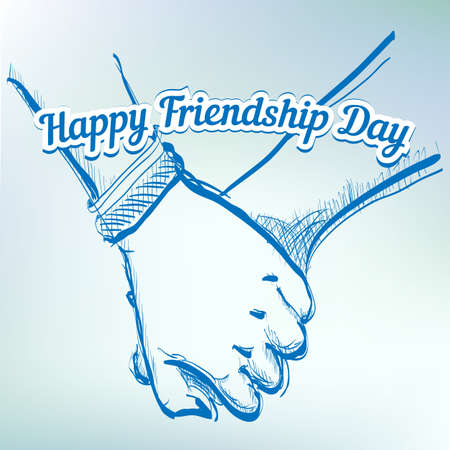 Hands Shaking Sketch Friendship Day Flat Vector Illustrationのイラスト素材