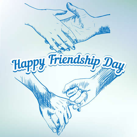 Hands Shaking Sketch Friendship Day Flat Vector Illustrationのイラスト素材
