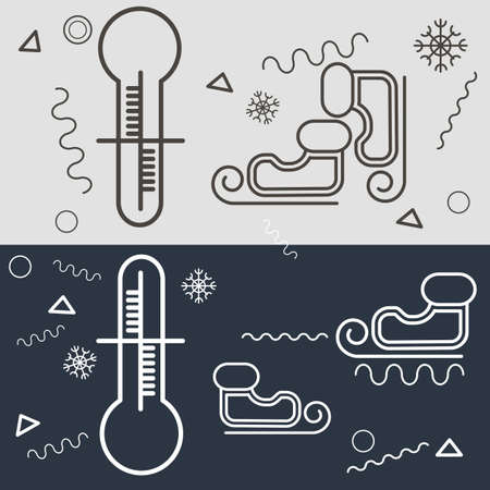 Flat outline icon winter minimal thin line icons set, vector illustration design elements vector.のイラスト素材