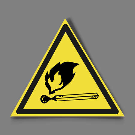 No open flame sign. No fire, No access with open flame prohibition sign. Red, black and white vector illustration.のイラスト素材