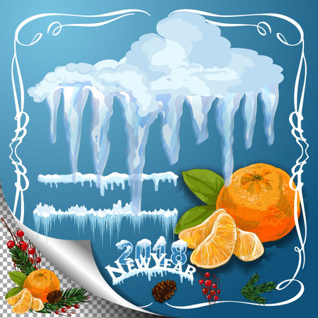 Set of snow icicles isolated on transparent background Vector illustrationのイラスト素材