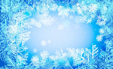 2018 New Year on ice frosted background. One editable gradient is used for easy recolor.のイラスト素材