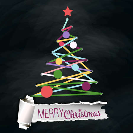 Christmas Greeting Card. Modern abstract christmas tree background, vector illustrationのイラスト素材