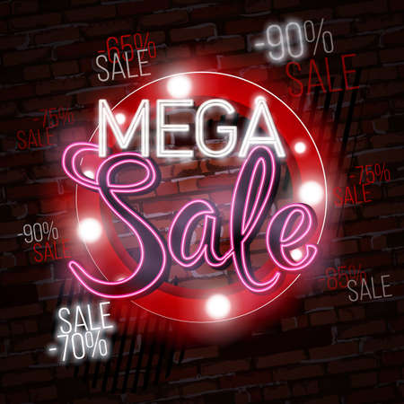 Big sale light frame, retro billboard. Sale and discount, business banner.のイラスト素材