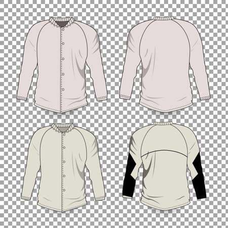 Set of realistic t-shirt template design on transparent background.のイラスト素材
