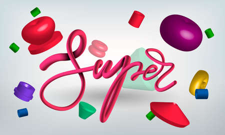 Super. Lettering. Text for clothes. Inspirational quote card invitation banner. lettering typography poster.Vector illustration.のイラスト素材