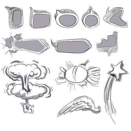 Big Set of Cartoon,Comic Speech Bubbles, Empty Dialog Clouds with Halftone Dot Background in Pop Art Style. Vector Illustration for Comics Book , Social Media Banners, Promotional Materialのイラスト素材