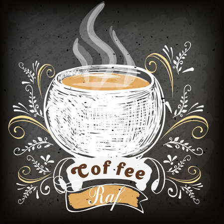 Vector cup of tea on blackboard. Eps10. Transparency used. RGB. Global colors. Gradients freeのイラスト素材