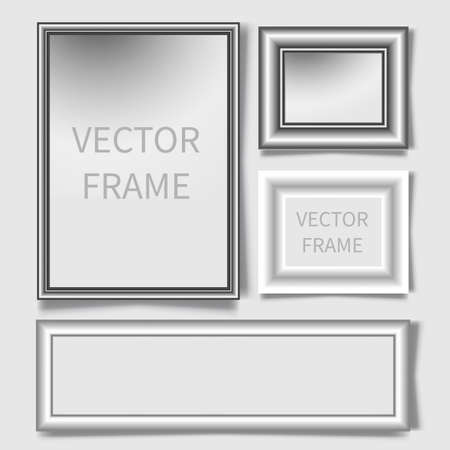 Realistic picture frames set. Design template for presentations, gallery, album. Realistic vector illustrationのイラスト素材