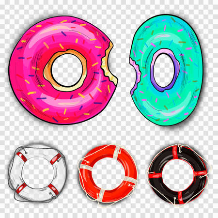 Colorful swim rings icon set isolated on white background. Vector illustration.のイラスト素材