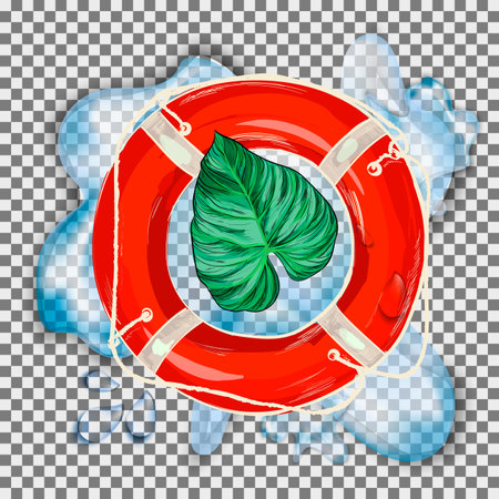 Vector shiny realistic life buoy with rope - assistance or help symbol isolated on white background