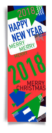 Merry christmas New Year design, eye catching banner template. Bright colorful vector illustrations for greeting card, posters, print, mobile phoned designs, ads, promotional material Yellow Pink Blueのイラスト素材