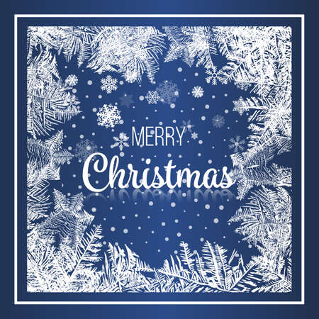 2018 New Year on ice frosted background. RGB. Global colors. One editable gradient is used for easy recolor. Vector illustration. icy Christmas background. snow and iciclesのイラスト素材