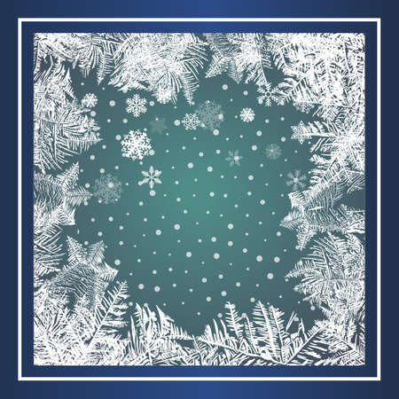 2018 New Year on ice frosted background. RGB. Global colors. One editable gradient is used for easy recolor. Vector illustration. icy Christmas background. snow and iciclesのイラスト素材