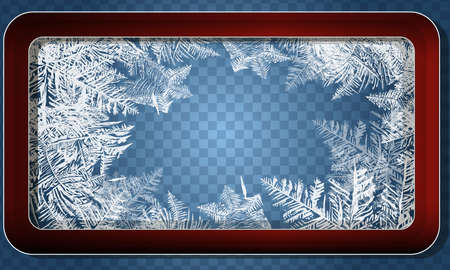 2018 New Year on ice frosted background. RGB. Global colors. One editable gradient is used for easy recolor. Vector illustration. icy Christmas background. snow and iciclesのイラスト素材