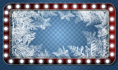 2018 New Year on ice frosted background. RGB. Global colors. One editable gradient is used for easy recolor. Vector illustration. icy Christmas background. snow and iciclesのイラスト素材