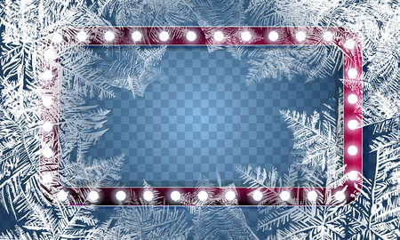 2018 New Year on ice frosted background. RGB. Global colors. One editable gradient is used for easy recolor. Vector illustration. icy Christmas background. snow and iciclesのイラスト素材