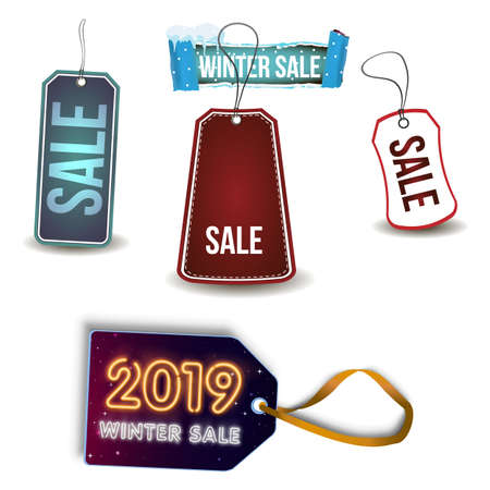 Collection of cardboard sales labels. Can be used as price tags.のイラスト素材