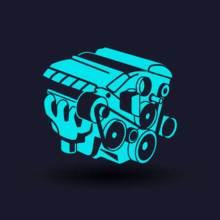 Car engine glyph icon. Motor. Silhouette symbol. Negative spaceのイラスト素材