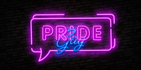 Gay Pride neon sign vector. LGBT Design template neon sign, light banner, neon signboard, nightly bright advertising, light inscription.のイラスト素材