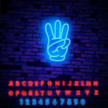 Neon hands with gloves icon set isolated. Vector clipart - parts of body, arms in gloves.のイラスト素材