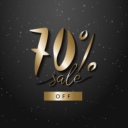 Gold sale 70 percent. Golden sale 70 percent on gold background. Shine salling background for flyer,...