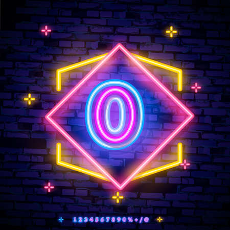 Number zerosymbol neon sign vector. 0, Number One template neon icon, light banner, neon signboard, nightly bright advertising, light inscription.のイラスト素材