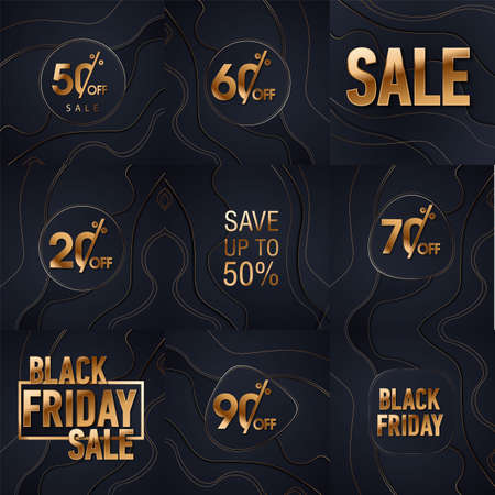 Black friday sale gold glitter background. Black shine gold sparkles background. Super friday sale logo for banner, web, header and flyer, design.のイラスト素材