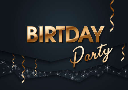Vector golden text on black background. Happy birthday to you lettering for invitation and greeting card, prints and posters.のイラスト素材
