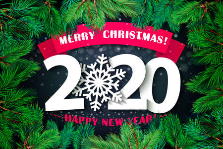 2020 Happy New Year background. Vector illustration 2020 Happy New year and merry Christmas. for your flyers and brochures postcards designのイラスト素材