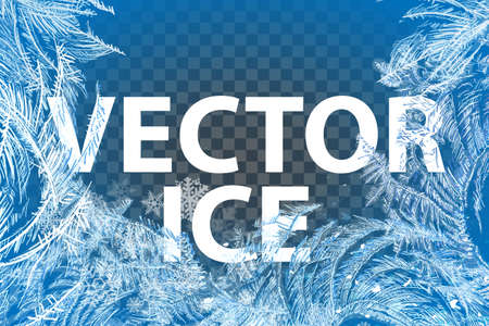 New Year on ice frosted background. RGB. Global colors. One editable gradient is used for easy recolor. Vector illustration. icy Christmas background. snow and iciclesのイラスト素材