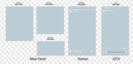 Templates for social media banner.Set of social stories and post frame templates.Vector cover. Mockup for personal blog or shop.のイラスト素材