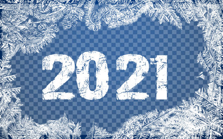 2021 Vector Patterns Made by the Frost. Blue Winter Background for Christmas Designs. background for...