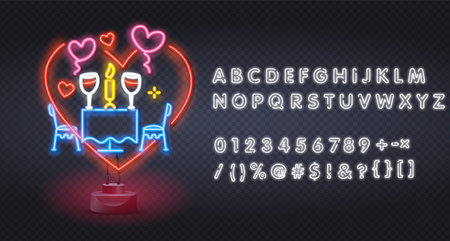 Vector set of realistic isolated neon sign of Rosh Hashanah logo for invitation covering on the wall background. Concept of Jewish New Year holiday.のイラスト素材
