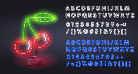 Vector set of realistic isolated neon sign of Rosh Hashanah logo for invitation covering on the wall background. Concept of Jewish New Year holiday.のイラスト素材