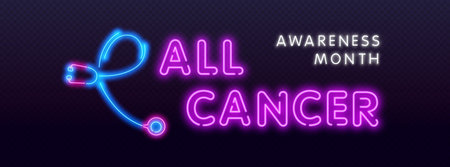 Neon all cancer awareness symbol. EPS10 vector file organized in layers for easy editing.