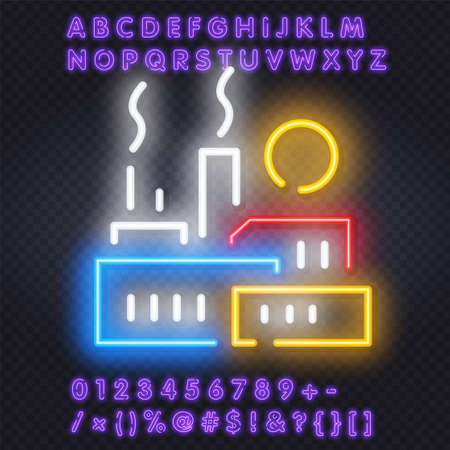 factory, building neon icon. Simple thin line, outline vector of Buildings icons for UI and UX, website. Building Neon Banners. Vector Illustration of House Promotionのイラスト素材