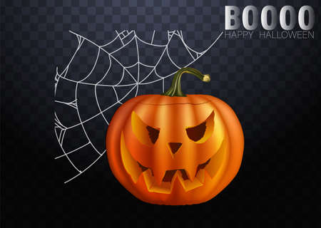 Halloween pumpkins in vector for decorations in dark background. Vector illustration. web of halloweenのイラスト素材